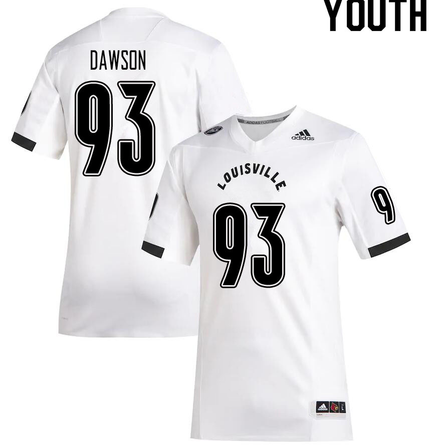 Youth #93 Jared Dawson Louisville Cardinals College Football Jerseys Sale-White - Click Image to Close
